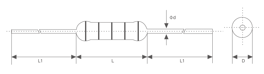 KNP线绕电阻器产品尺寸图